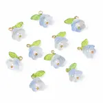 10Pcs Acrylic & Glass Flower Pendants