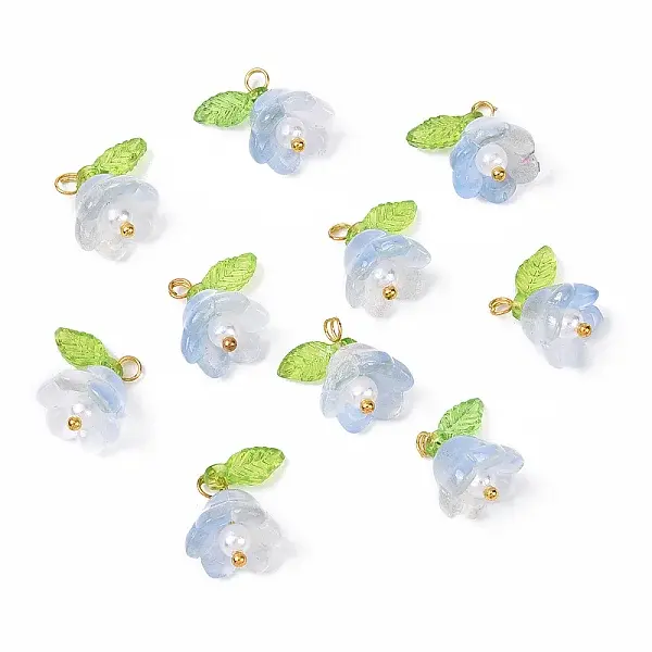 10Pcs Acrylic & Glass Flower Pendants