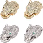 4 Sets 2 Colors Brass Micro Pave Cubic Zirconia Fold Over Clasps
