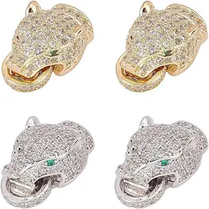 4 Sets 2 Colors Brass Micro Pave Cubic Zirconia Fold Over Clasps