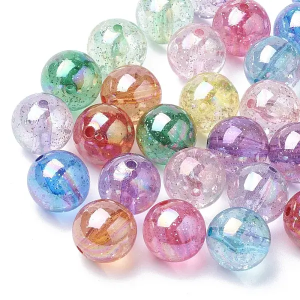 AB-Color Plated Transparent Acrylic Beads with Glitter Powder