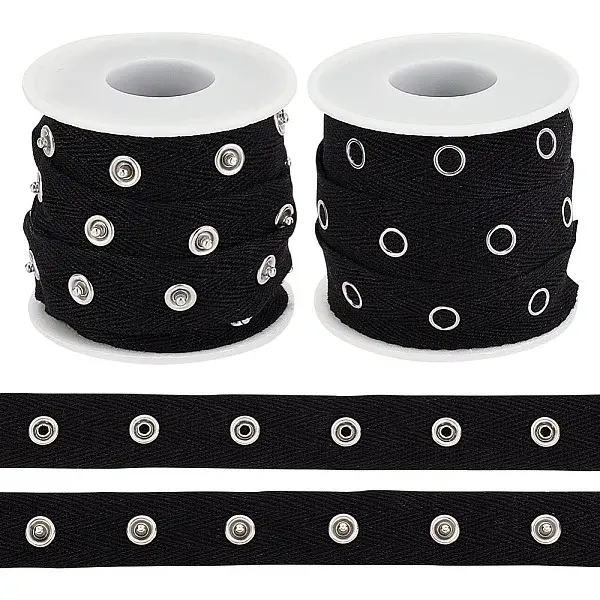 5 Yards Alloy Snap Button Tape Trim Polyester Ribbons