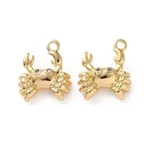 Ocean Theme Brass Micro Pave Clear Cubic Zirconia Pendants