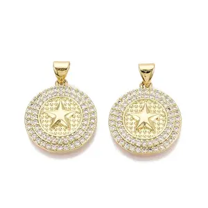 Brass Micro Pave Clear Cubic Zirconia Pendants