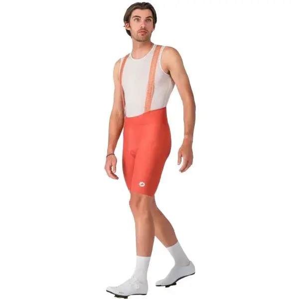 Castelli ESPRESSO 2 BIBSHORT Pánské cyklistické kalhoty, oranžová, velikost