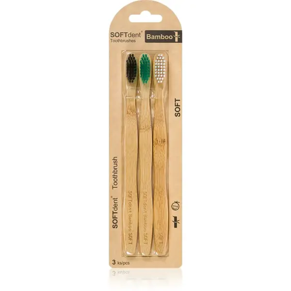 SOFTdent Bamboo Soft - 3 pack bambusový zubní kartáček 3 ks