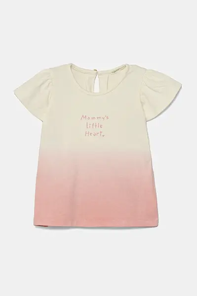 Dětské bavlněné tričko United Colors of Benetton růžová barva, 3BL0A1066