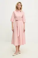 Bavlněné šaty Answear.LAB růžová barva, midi