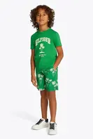 Dětské bavlněné tričko Tommy Hilfiger zelená barva, s potiskem, KB0KB09649