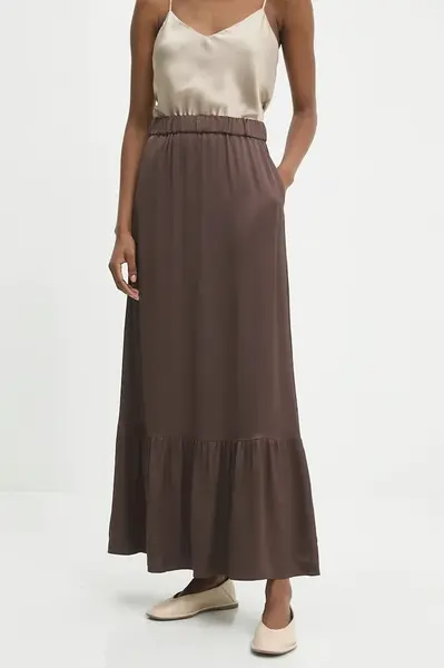 Sukně Answear.LAB hnědá barva, maxi, áčková