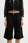 Bavlněné šortky Pinko dámské, černá barva, high waist, 105245 A2M8