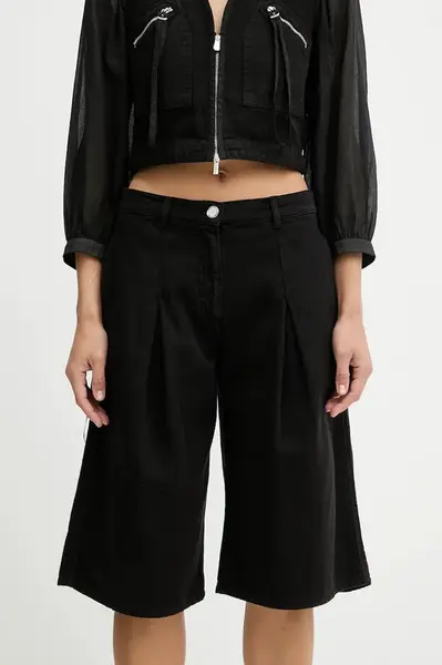 Bavlněné šortky Pinko dámské, černá barva, high waist, 105245 A2M8