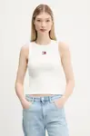 Top Tommy Jeans bílá barva, DW0DW20896