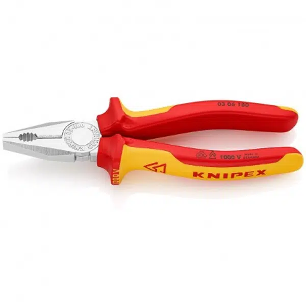 Kombinované kleště, elektrikářské, izolované 1000 V, 180 mm - KNIPEX 03 06 180