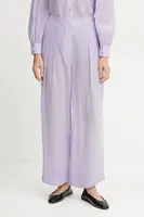 Kalhoty Patrizia Pepe dámské, fialová barva, široké, high waist, 2P1668 A600