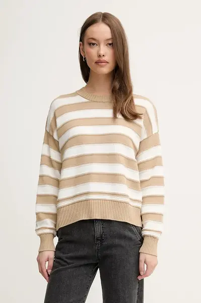 Bavlněný svetr United Colors of Benetton dámský, béžová barva, 1494E10CW