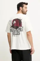 Bavlněné tričko 47 brand MLB Philadelphia Phillies pánské, béžová barva, s potiskem, BB019TMQMLK646078SS