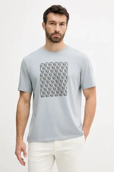 Bavlněné tričko Calvin Klein Jeans pánské, šedá barva, s potiskem, LV04RC841G