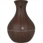 Difúzor zvlhčovača vzduchu, ultrazvukový, tvar vázy, tmavohnedá, USB napájanie, LED podsvietenie, automatické vypnutie