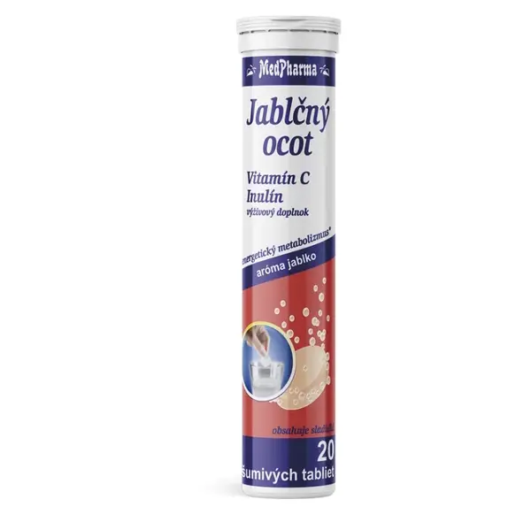 MEDPHARMA Jablečný ocet + vit. C + inulin 20 šumivých tablet