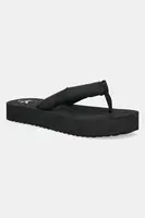 Žabky Calvin Klein Jeans BEACH SANDAL FLATFORM TTXR SATIN dámské, černá barva, na platformě, YW0YW01723