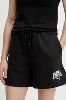 Kraťasy Puma dámské, černá barva, s potiskem, high waist, 685038
