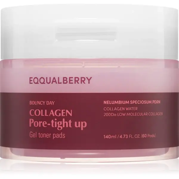 EQQUALBERRY Collagen Pore-Tight Up Gel Toner Pads tonizačné vankúšiky pre stiahnuté póry 60 ks
