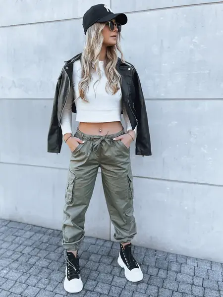 Dámske padákové nohavice MIRI Farba zelená DSTREET