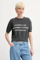 Svetr z vlněné směsi The Kooples dámský, šedá barva, FPUL30012K