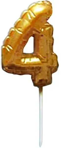 Dortová svíčka BALÓNEK "4" 3,7X5,9CM  268654 ZLATÁ