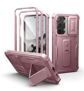 Dexnor 360 Kickstand Camprotector obal Samsung Galaxy S25 FE, růžový