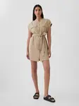 Svetlo hnedé dámske ľanové mini šaty GAP Utility