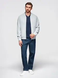 Ombre Men's raglan sleeve bomber jacket - light grey