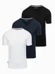 Ombre Set of shirts with V neckline and elastane and subtle logo 3-pack