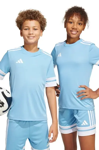 Dětské tričko adidas Performance modrá barva, s potiskem, JJ0050