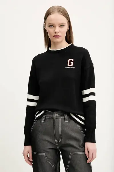 Bavlněný svetr Guess Jeans dámský, černá barva, lehký, W5GR01 Z3HM1