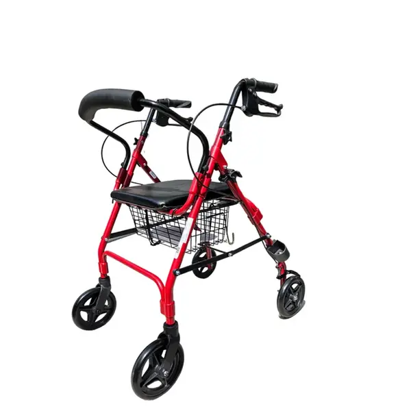 REHAFUND RF-615/C chodítko 4-kolesové pre seniorov DENVER PREMIUM červené