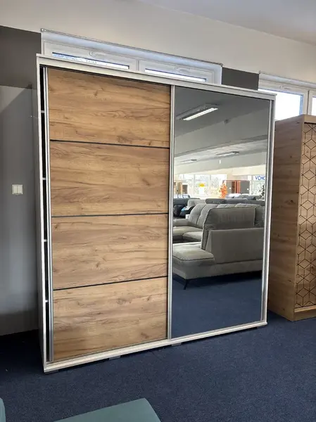 Šatní skříň Ska A12 - šířka 200 cm - Bílá/Dub craft zlatý