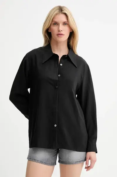Košile Answear.LAB dámská, černá barva, relaxed, s klasickým límcem