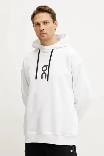 Mikina On Club pánská, bílá barva, s kapucí, s potiskem, 1ME10030069