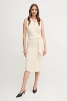 Šaty Sandro Ferrone béžová barva, midi, přiléhavé, S18XBESAY