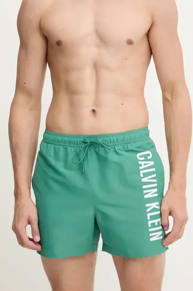 Plavkové šortky Calvin Klein zelená barva, LV00N61092