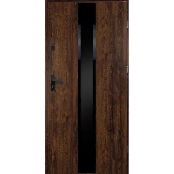 Vchodové dveře Neptun 90 P ořech černá inox/grafitová