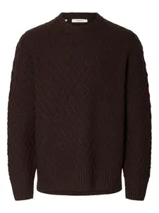 SELECTED Sveter  čokoládová