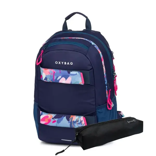 Oxybag OXY SPORT - set 2 ks: studentský batoh Flowers Blue, penál