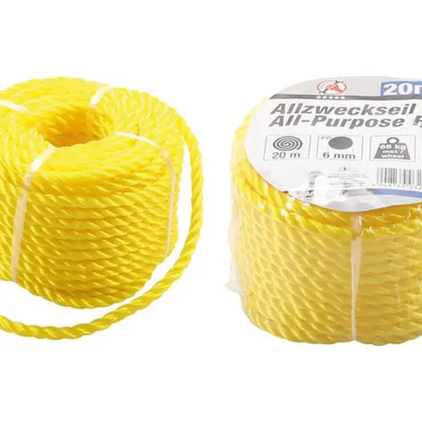 BGS Technic BGS 80805 Univerzální lano 20 m, polyethylen, zatížení 65 kg. Žluté