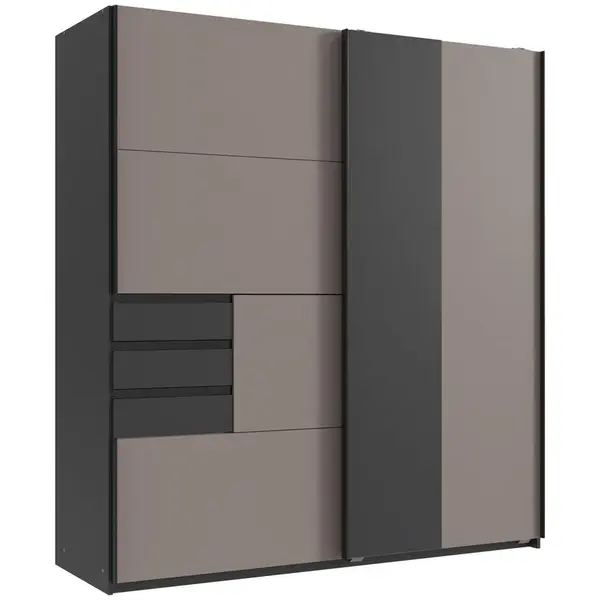 MID.YOU SKŘÍŇ S POSOUVACÍMI DVEŘMI, barvy grafitu, béžová, Sahara, 180/198/65 cm