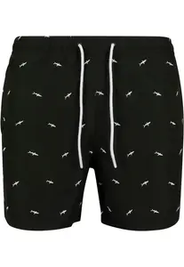 Pánské plavky s výšivkou žralok/černá/bílá