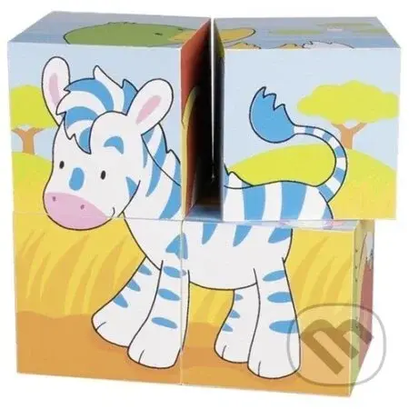 Dřevěné kostky: Zvířátka (4 kostky) - hra z kategorie Stavebnice