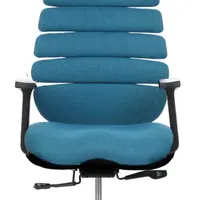 MERCURY Ergonomická kancelářská židle SPINE s opěrkou hlavy, černý plast tyrkysová, sezení 8 hodin denně